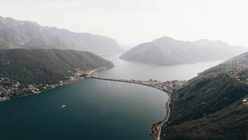 Causeway on Lake Lugano