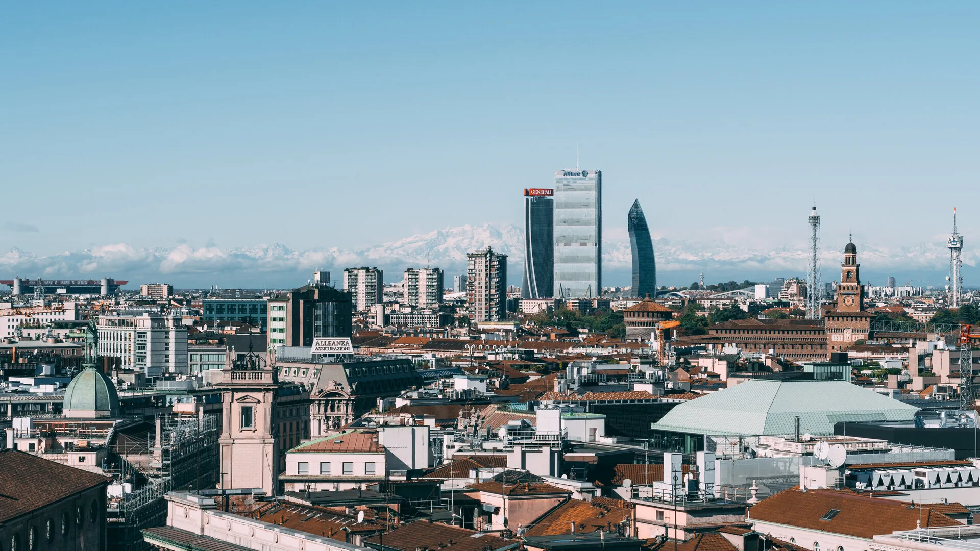 Milan Skyline with Alps